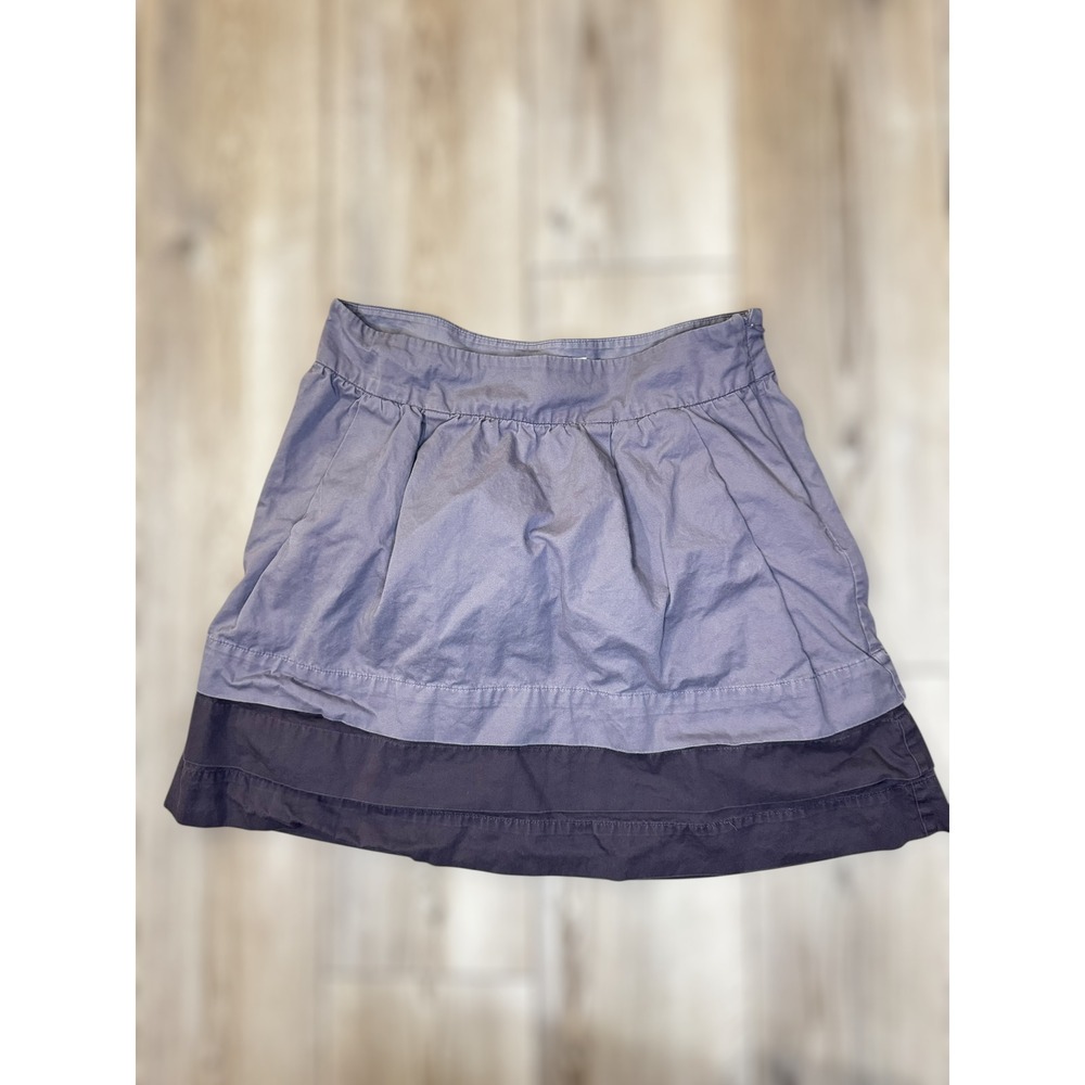 Vintage Y2K Old Navy Casual‎ Skirt Size 8 Tiered Pleated Grey Brown Cotton Blend